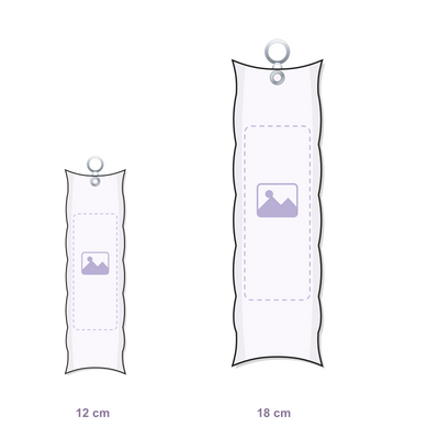 Blank custom dakimakura keychain canvases in 12 cm and 18 cm sizes